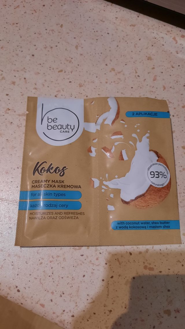 BeBeauty Care, Maseczka do twarzy, Kremowa, Każdy rodzaj cery, Nawilżenie i odświeżenie, Kokos
