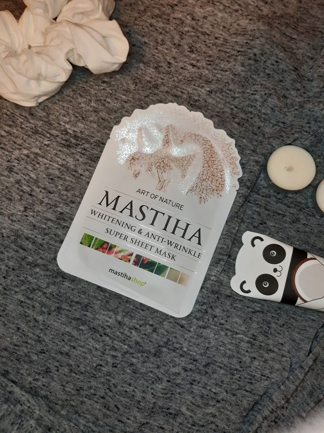 Mastiha Maska w płachcie, Przeciwzmarszczkowa i Rozjaśniająca