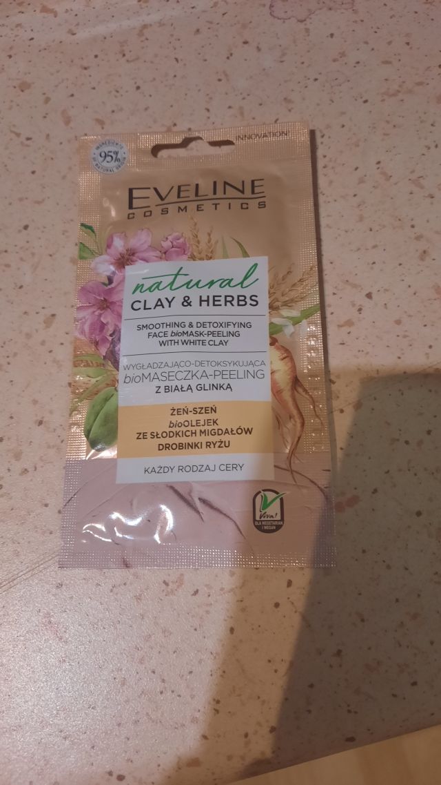 Eveline Maseczka do twarzy, Natural Clay & Herbs, Wygladzająco-detoksykująca bio-maseczka-peeling z białą glinką 