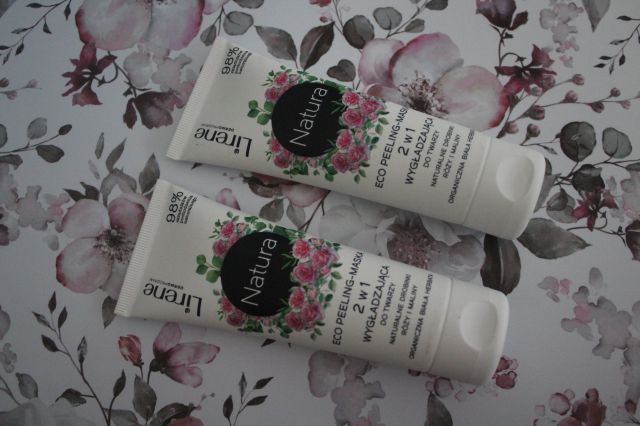 Lirene Natura, Eco, Peeling-maska do twarzy, Naturalne drobinki róży i malin, Organiczna biała herbata
