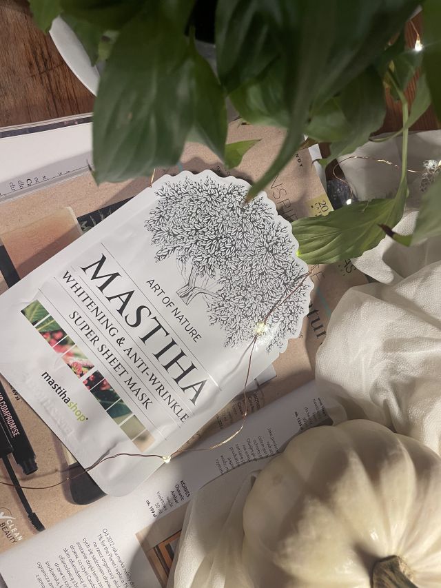 Mastiha Maska w płachcie, Przeciwzmarszczkowa i Rozjaśniająca