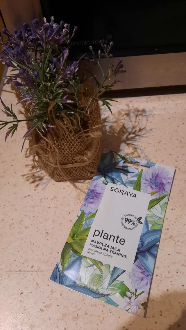 Soraya Plante, Maska do twarzy na tkaninie, Nawilżająca, Niebieska agawa, aloes