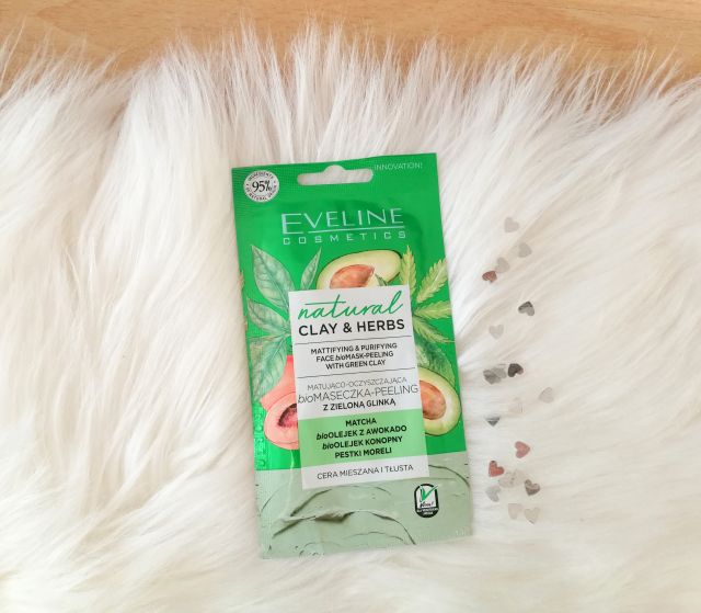 Eveline Maseczka do twarzy, Natural Clay & Herbs, Matująco-oczyszczająca bio-maseczka-peeling z zieloną glinką