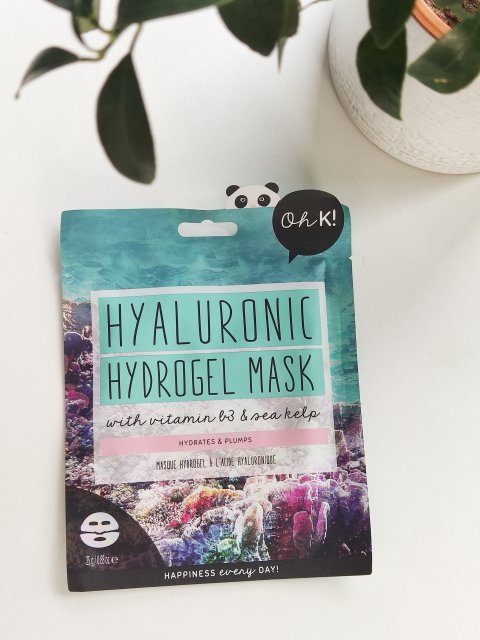 Oh K! Maska do twarzy w płacie, Hydrożelowa, Hyaluronic Hydrogel Mask, Z witaminą B3 i wodorostami morskimi