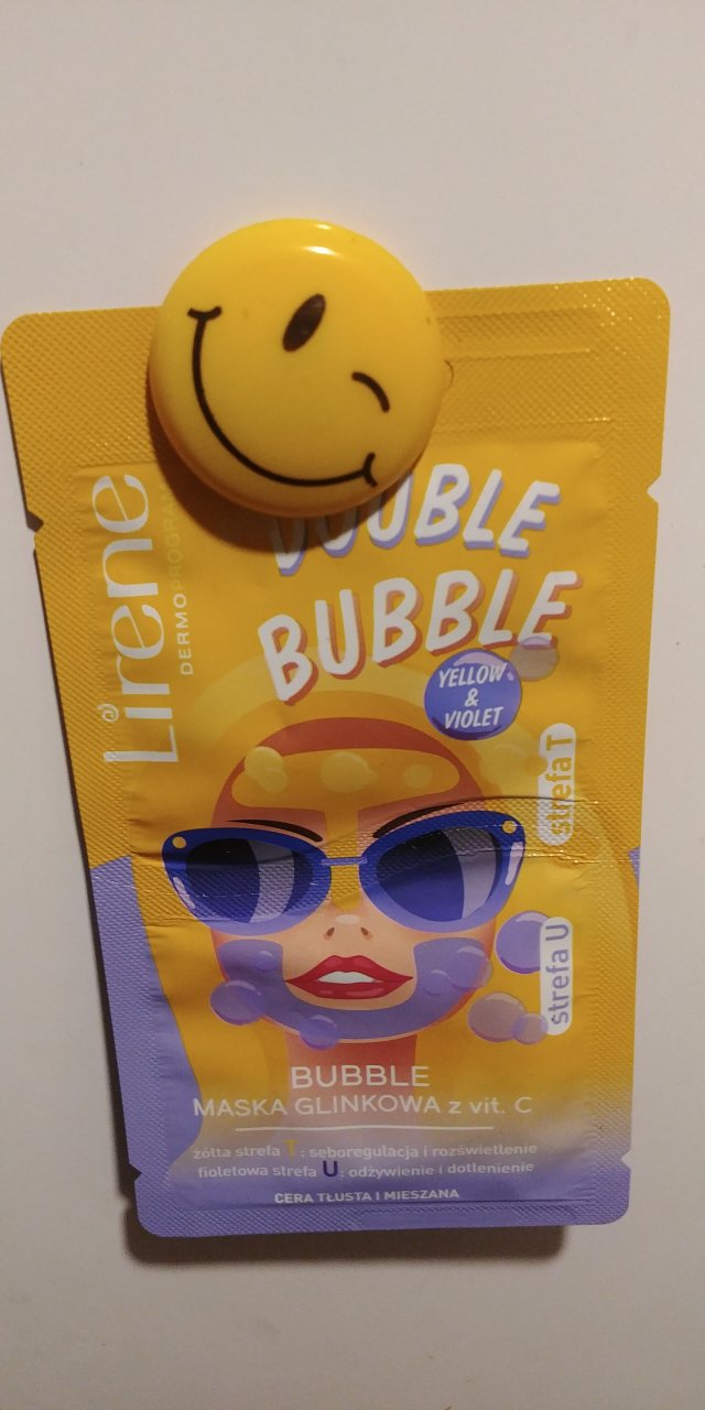 Lirene Double Bubble, Maska do twarzy, Glinkowa, Z witaminą C, Cera tłusta i mieszana, Yellow & Violet