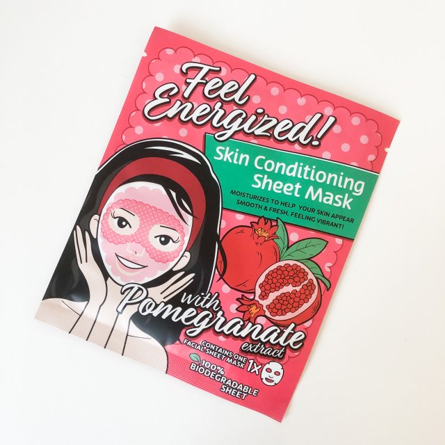 Mascot Europe Maska do twarzy w płacie, Feel Energized!, Skin Conditioning Sheet Mask, Z wyciągiem z granatu i kwasem hialuronowym