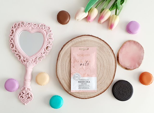 Soraya Glam Oils, Maseczka do twarzy, Żelowa, Supernawilżająca, Do każdego typu cery, Kwiat brzoskwini, kwas hialuronowy 