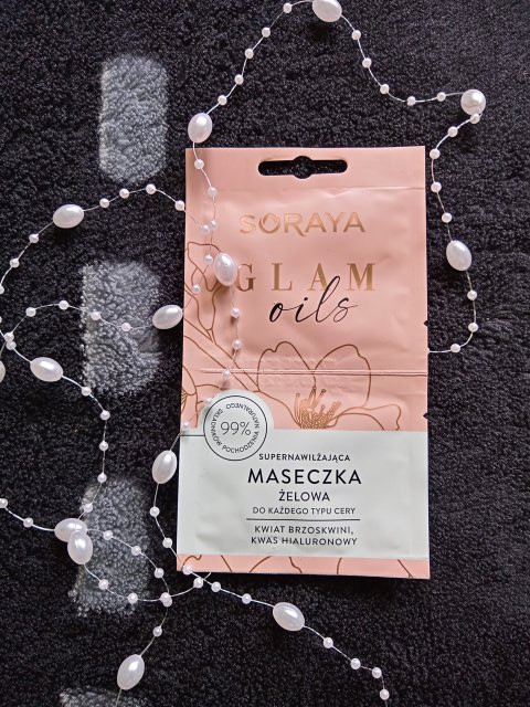 Soraya Glam Oils, Maseczka do twarzy, Żelowa, Supernawilżająca, Do każdego typu cery, Kwiat brzoskwini, kwas hialuronowy 