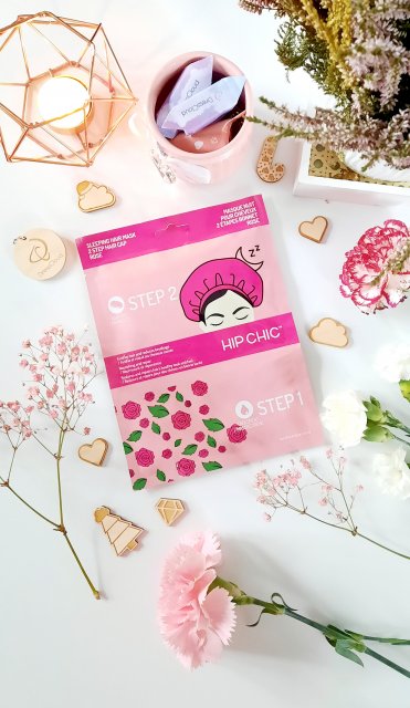 Hip Chic Sleeping Hair Mask 2 Step Hair Cap Rose , Wzmacniająco- naprawcza nocna maska 2- etapowa do włosów z ekstraktem z róży