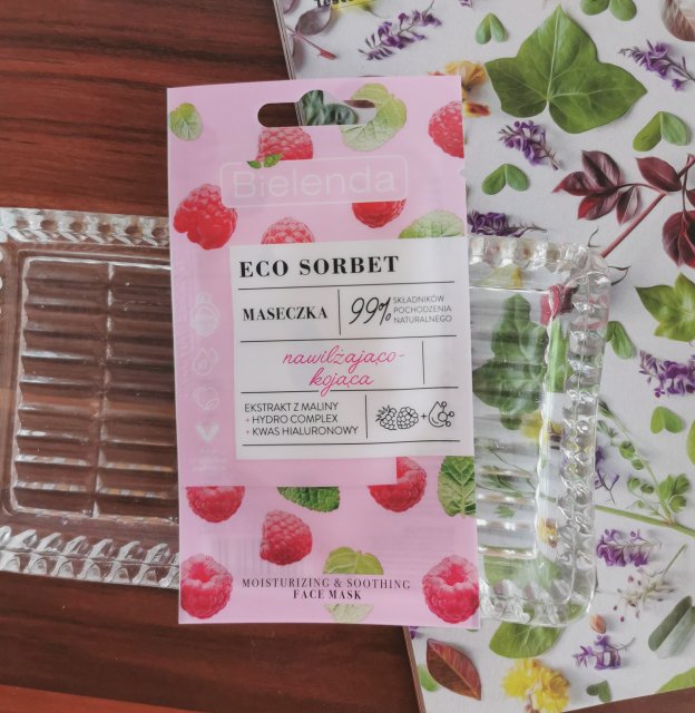 Bielenda Eco Sorbet, Maseczka do twarzy, Nawilżająco-kojąca, Ekstrakt z maliny + Hydro Complex + Kwas hialuronowy