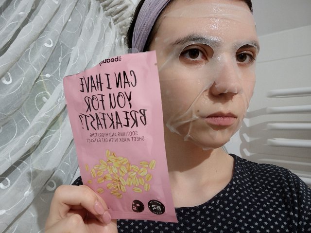 The Beauty Dept. Maseczka do twarzy w płacie, Can I Have You For Breakfast? Z ekstraktem z owsa