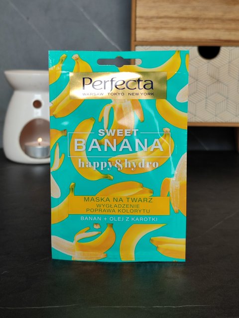 Perfecta Happy & Hydro, Sweet Banana, Maska do twarzy, Wygładzenie, poprawa kolorytu, Banan + olej z karotki