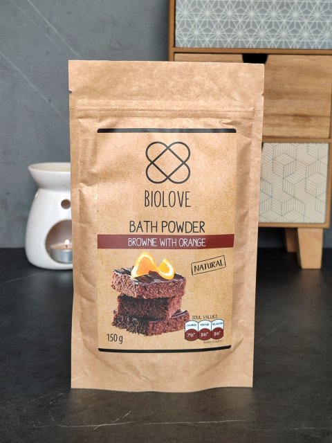 Biolove Puder do kąpieli, Brownie z pomarańczą