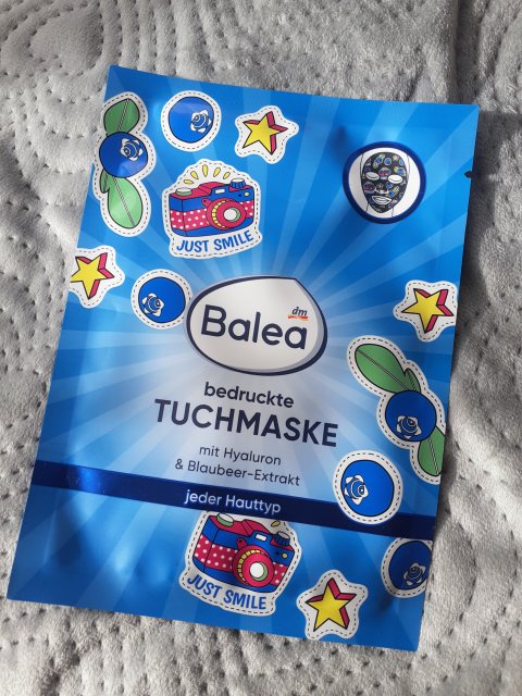 Balea Maska do twarzy w płacie, Bedruckte Tuchmaske, mit Hyaluron & Blaubeer- Extrakt 