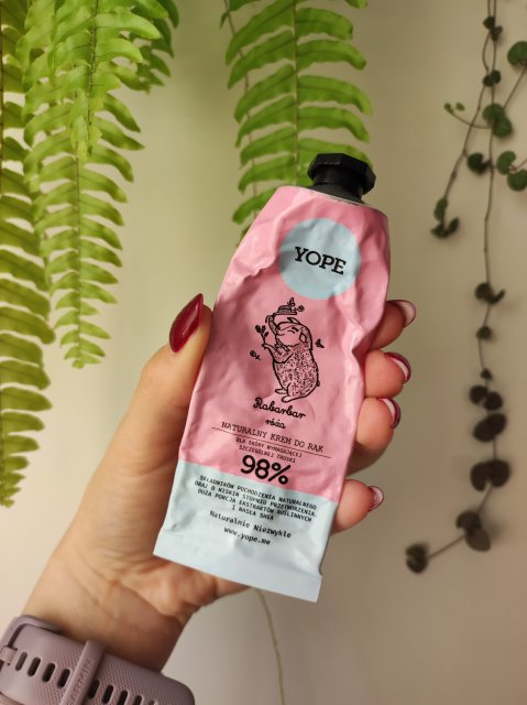 YOPE Krem do rąk, Rabarbar i róża