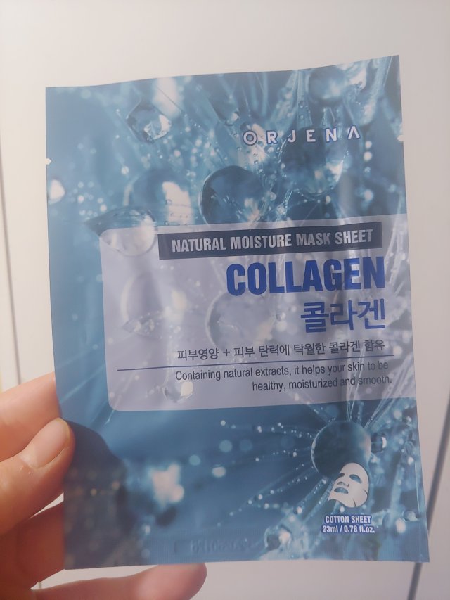 Orjena Maska do twarzy w płacie, Collagen, Z kolagenem, Nawilżająco-ujędrniająca 