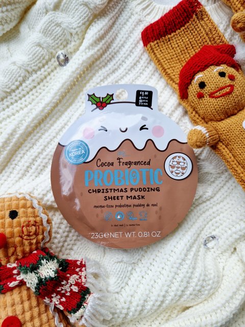 PS... Maseczka do twarzy w płacie, Cocoa Fragranced Probiotic, Christmas Pudding Sheet Mask
