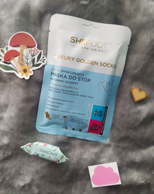 SheFoot Maska do stóp w formie skarpetek, Luxury Golden Socks, Złota, Zmiękczająca