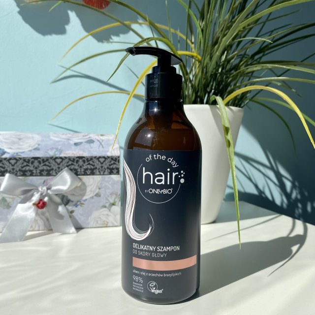 OnlyBio Hair of the Day, Szampon do włosów, Delikatny do skóry głowy, Aloes i olej z orzechów brazylijskich