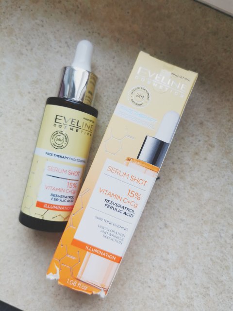 Eveline Face Therapy Professional, Serum Shot, Serum do twarzy, 15% witaminy C+Cg, Rozświetlenie