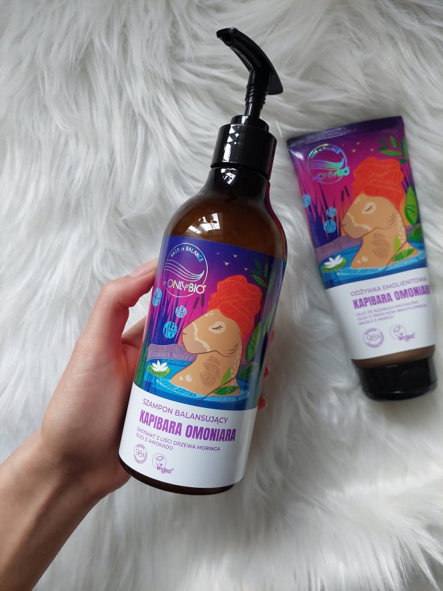OnlyBio Szampon balansujący, kapibara onomiara, ekstrakt z liści drzewa moringa, olej z awokado