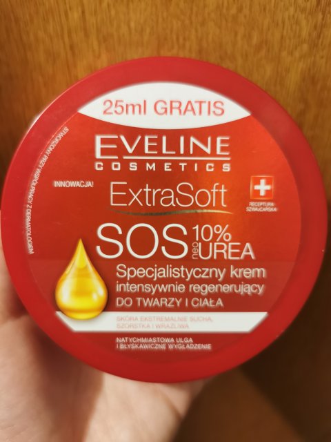 Eveline Extra Soft, SOS, Krem do ciała, Intensywnie regenerujący, Natychmiastowa ulga dla bardzo suchej skóry, Zapobiega przesuszeniu