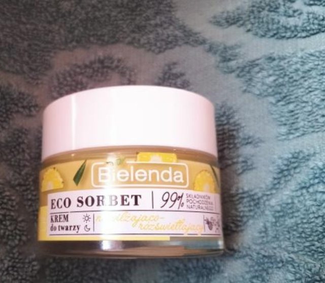 Bielenda Eco Sorbet, Krem do twarzy, Nawilżająco-rozświetlający, Sok z ananasa + kwasy AHA + witamina C