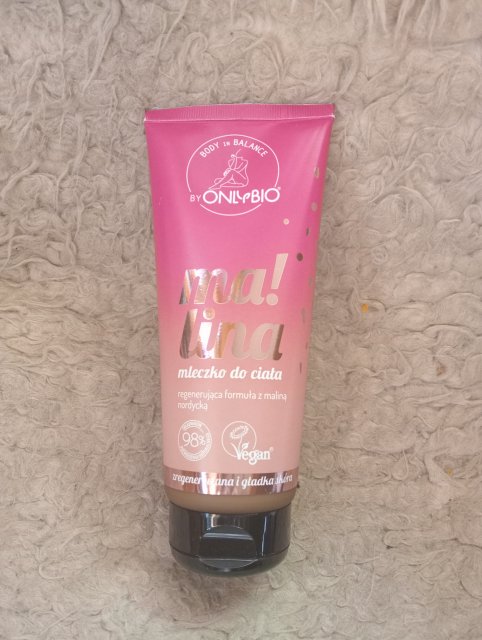 OnlyBio Body in Balance, Mleczko do ciała, Ma!lina, Malina nordycka, Regenerująca formuła