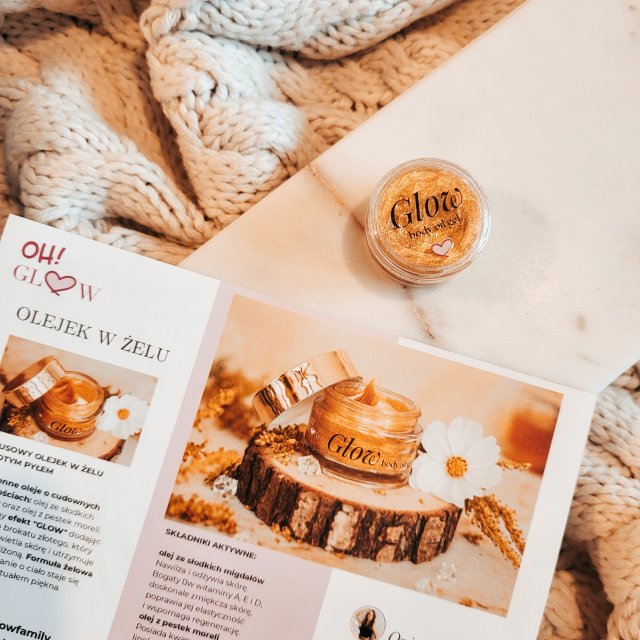 Oh glow! Olejek w żelu do ciała ze złotym pyłem, Glow