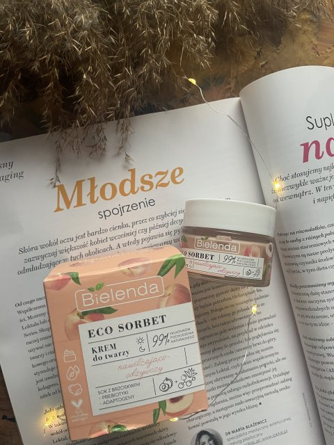 Bielenda Eco Sorbet, Krem do twarzy, Nawilżająco-odżywczy, Na dzień i Na Noc, Sok z brzoskwini 