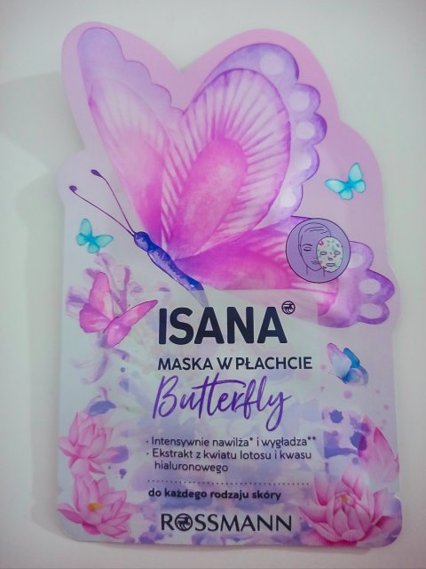 Isana Maska do twarzy w płacie, Butterfly, Ekstrakt z lotosu i hialuron