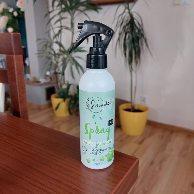 Sielanka Spray do włosów, 2w1, Termoochrona i objętość, Zielone jabłuszko