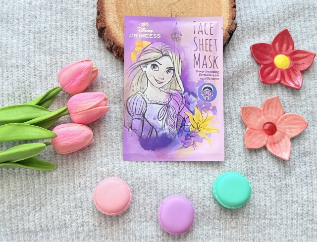 Topbrands Europe B.V. Disney Princess, Maska do twarzy w płacie, Głęboko oczyszczająca, Ekstrakt z wanilii, Roszpunka