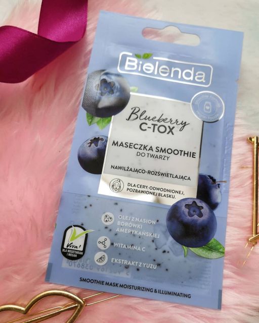 Bielenda Blueberry C-TOX, Maseczka do twarzy, Smoothie, Nawilżająco-rozświetlająca, Dla cery odwodnionej, pozbawionej blasku