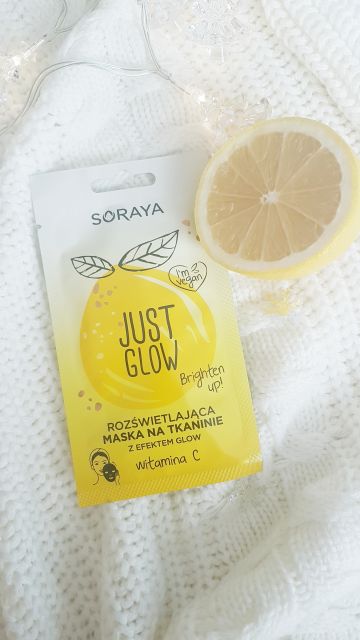 Soraya Just Glow, Maska do twarzy na tkaninie, Rozświetlająca, Efekt Glow, Witamina C 