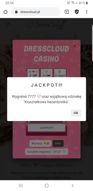 Urodzinowe kasyno DressCloud 