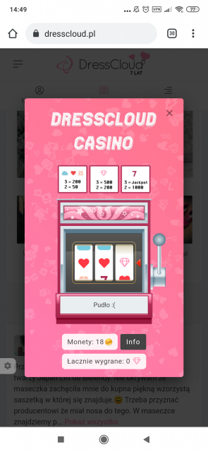 Urodzinowe kasyno DressCloud 