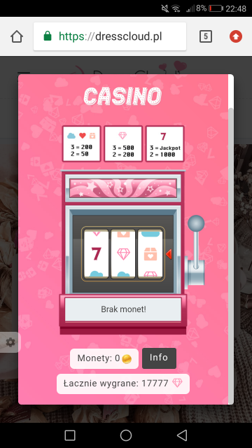 Urodzinowe kasyno DressCloud 