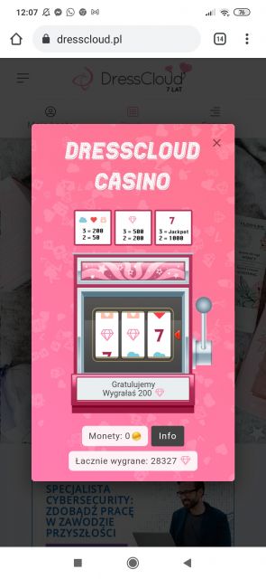 Urodzinowe kasyno DressCloud 