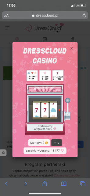 Urodzinowe kasyno DressCloud 