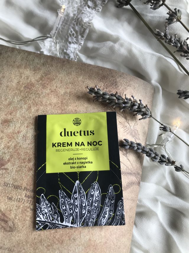 Sylveco Duetus, Krem do twarzy, Na noc, Regeneruje + Reguluje, Olej z konopi