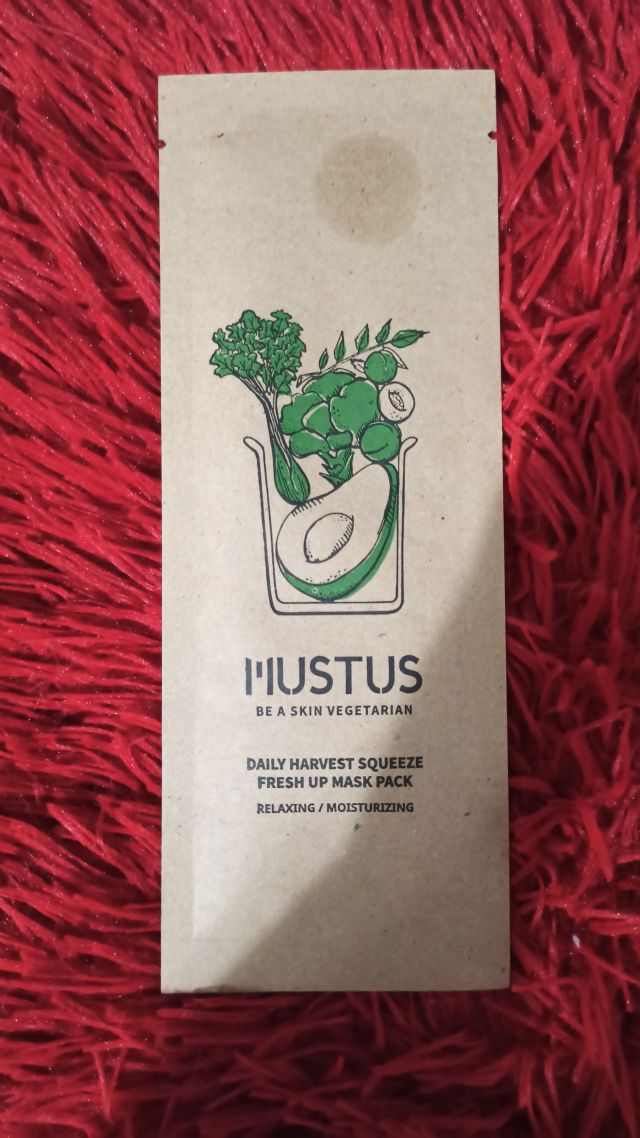 mustus Maska do twarzy w płacie, Daily Harvest Squeeze, Relaxing & Moisturizing 