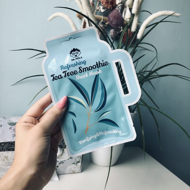 Dr. Mola Maska do twarzy w płacie, Tea Tree Smoothie, Refreshing