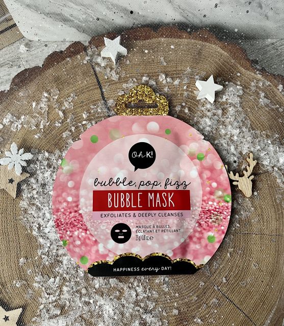 Oh K! Maska do twarzy w płacie, Bąblująca, Bubble Sheet Mask, Exfoliate & Cleanse