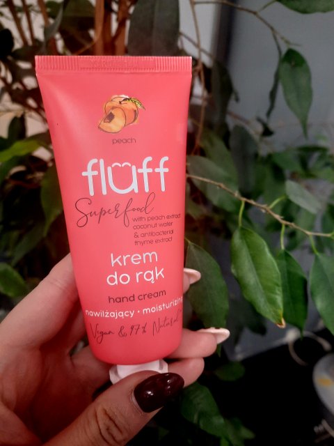 Fluff Superfood, Krem do rąk, Antybakteryjny i nawilżający, Brzoskwinia
