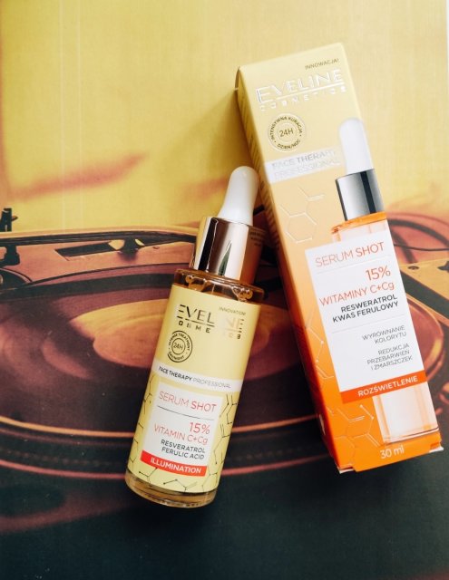 Eveline Face Therapy Professional, Serum Shot, Serum do twarzy, 15% witaminy C+Cg, Rozświetlenie