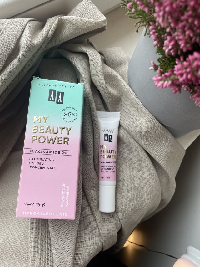 AA My Beauty Power, Koncentrat-żel pod oczy, Rozświetlający, Niacynamid 2%