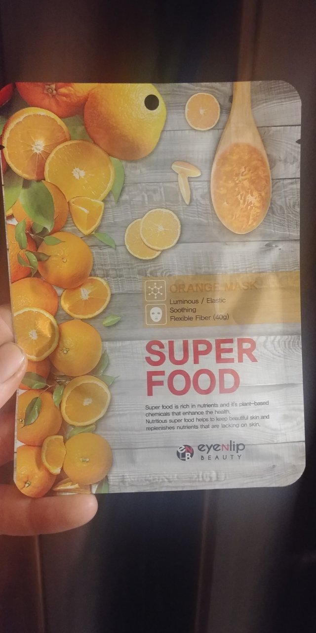 Eyenlip Beauty Maska do twarzy w płacie, SuperFood Orange, O działaniu rozświetlającym, uelastyczniającym i kojącym 