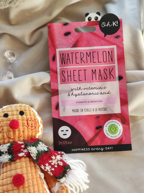 Oh K! Maska do twarzy w płacie, Watermelon, Vitamin C & Hyaluronic Acid