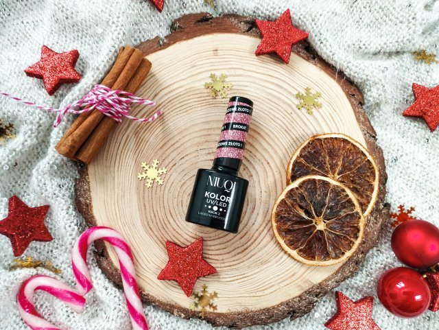 NIUQI Lakier hybrydowy, Brokat Różowe Złoto 1